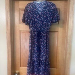 R. Vivimos Bohemian Flowing  Blue Floral Dress Size SM